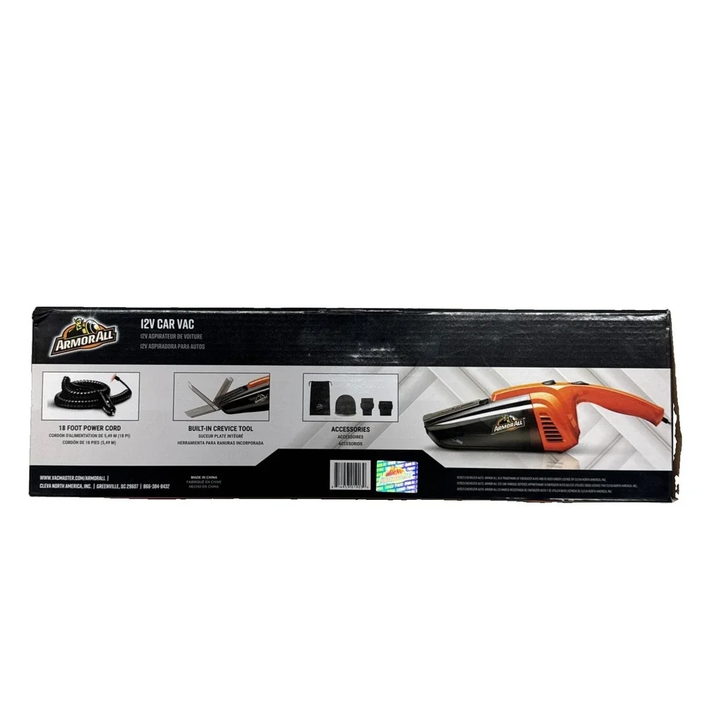 Armor All 12V Wet/Dry Bagless Car Vacuum, AA12V1 Orange